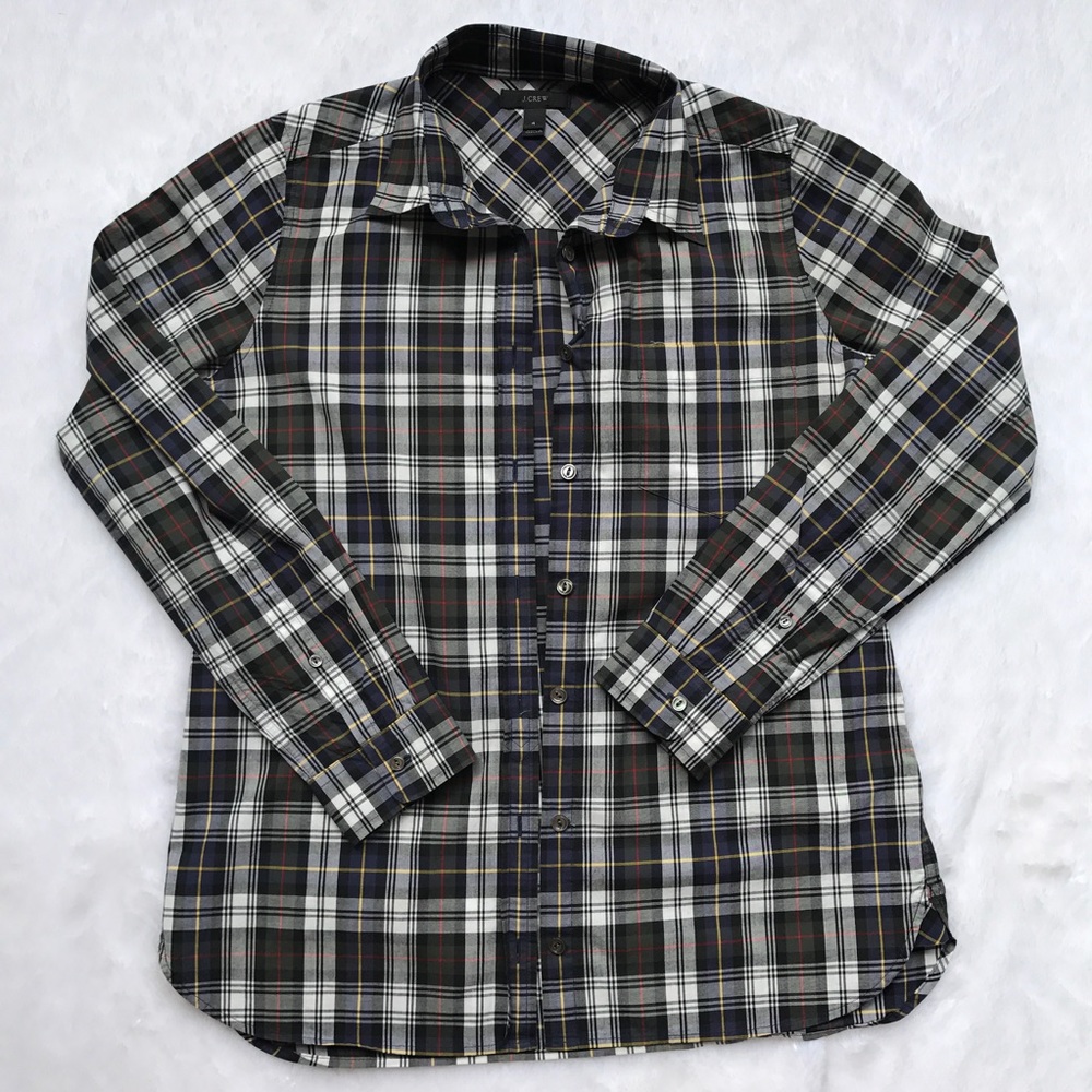 J. Crew Green & White Plaid Button Up Shirt